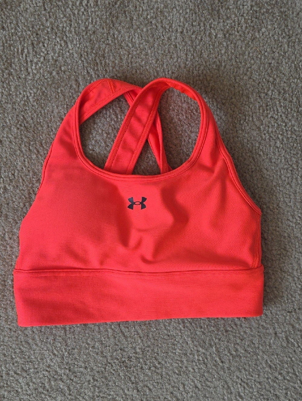 Under Armour Womens Neon Orange Logo Sports Bra Active Workout - Size XS